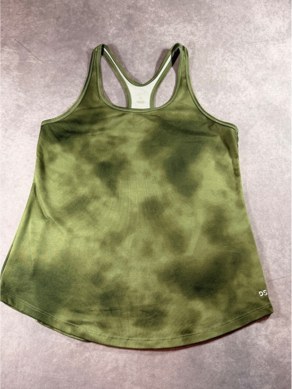 DSG Women's Small Green Tie-Dye Racerback Tank Top